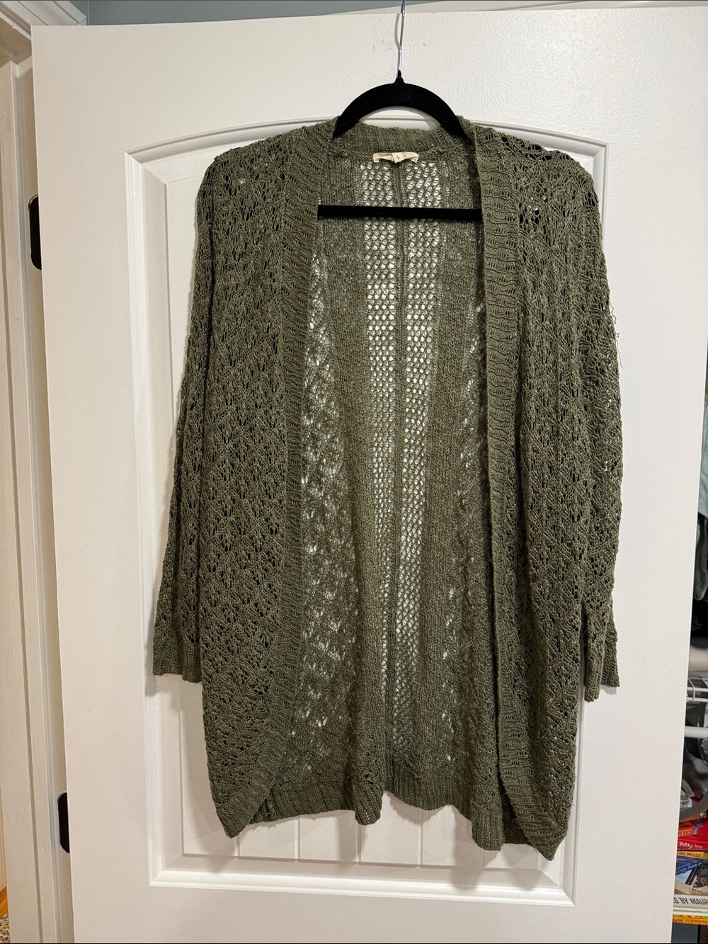 Maurices Olive Green Open-Knit Cardigan